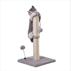 MECOOL 34” Tall Cat Scratching Post Premium Basics Kitten Scratcher Sisal Scratch Posts Trees with Hanging Ball for Indoor Cats (34 inches for Adult Cats, Beige)