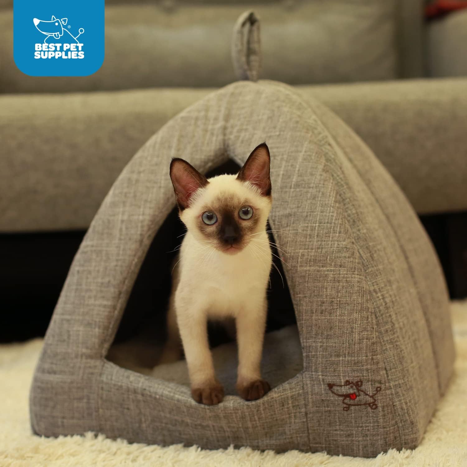 Pet Tent-Soft Bed for Dog and Cat by Best Pet Supplies - Beige Corduroy, 19" x 19" x H:19"