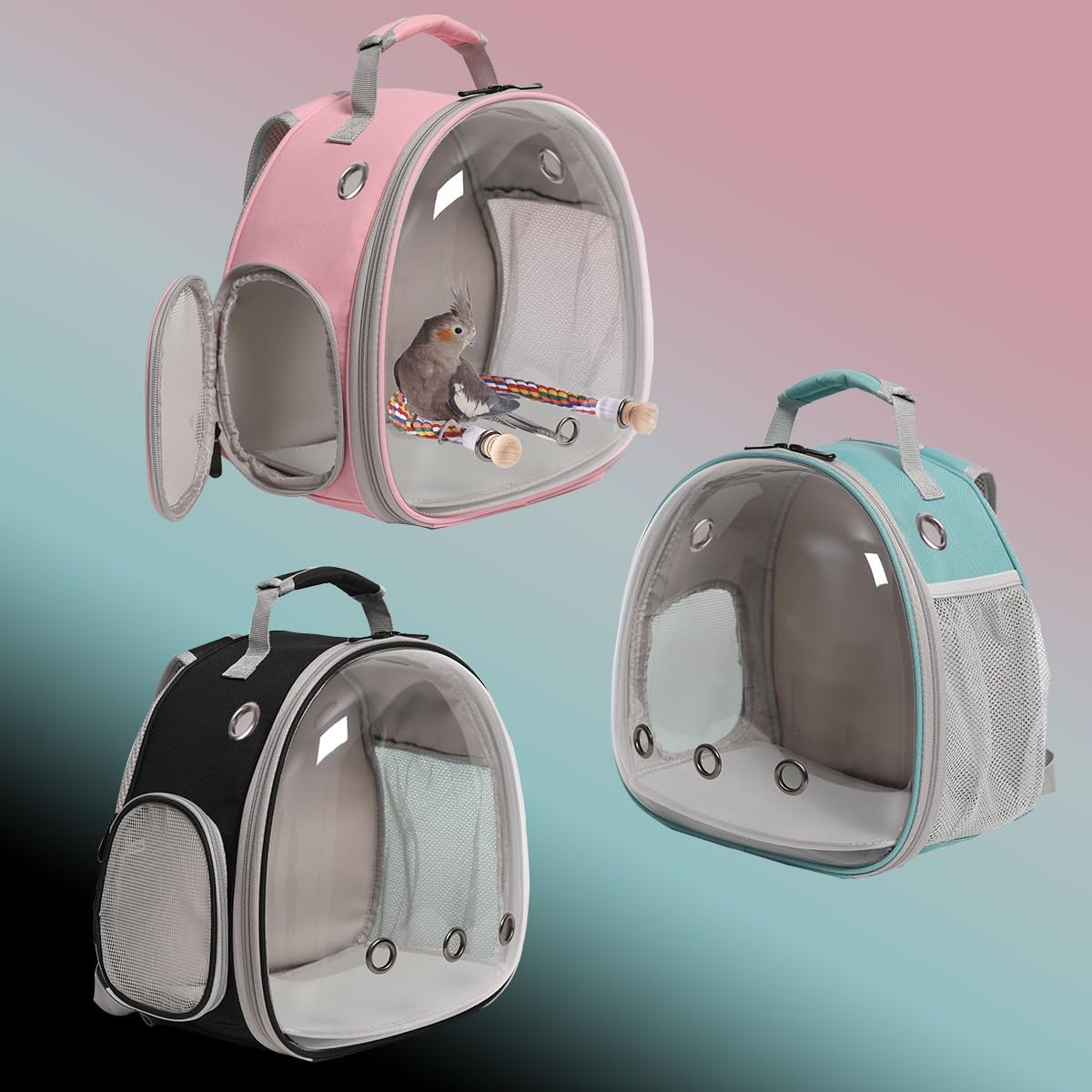 Bird Carrier Cage, Bird Travel Backpack with Stainless Steel Tray and Standing Perch