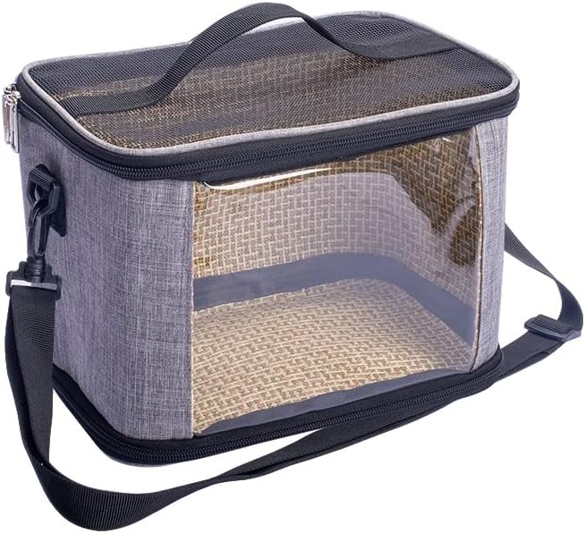 Jaula transportadora para loros, bolsa de viaje para pájaros, ligera y transparente, para periquitos, cacatúas, conures, tortolitos, bolsa portátil para animales pequeños con correa para el hombro para conejillo de indias, hámster 