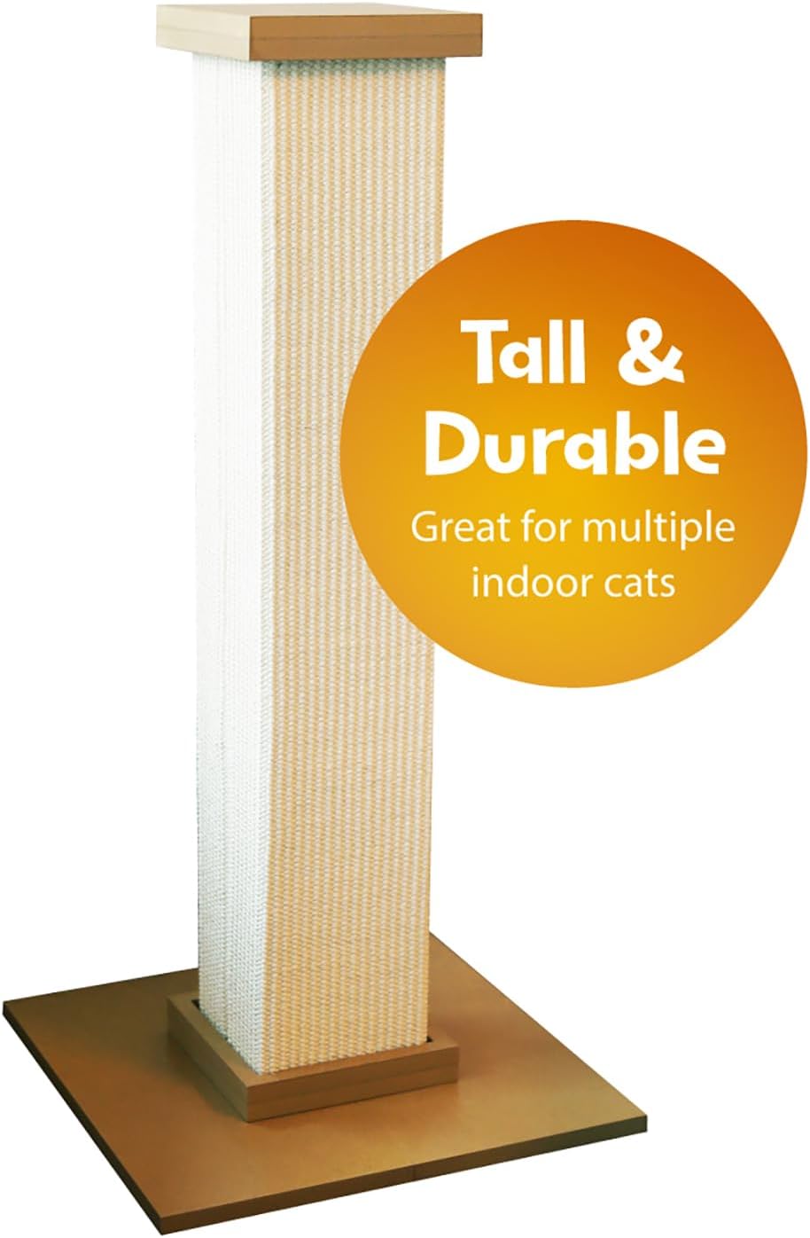 SmartCat Ultimate Scratching Post – Beige, Large 32 Inch Tower - Sisal Fiber, Simple Design - For All Cats