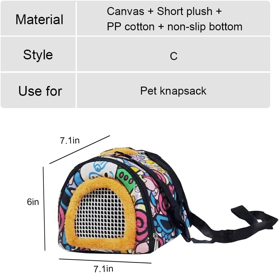 La La Pet® 2 in 1 Portable Small Animals Hamster Carrier Bag & Warm Bird Nest Hammock House with Detachable Strap Zipper & Breathable Mesh Window Pet Outdoor for Parrot Guinea Pig Squirrel (B)