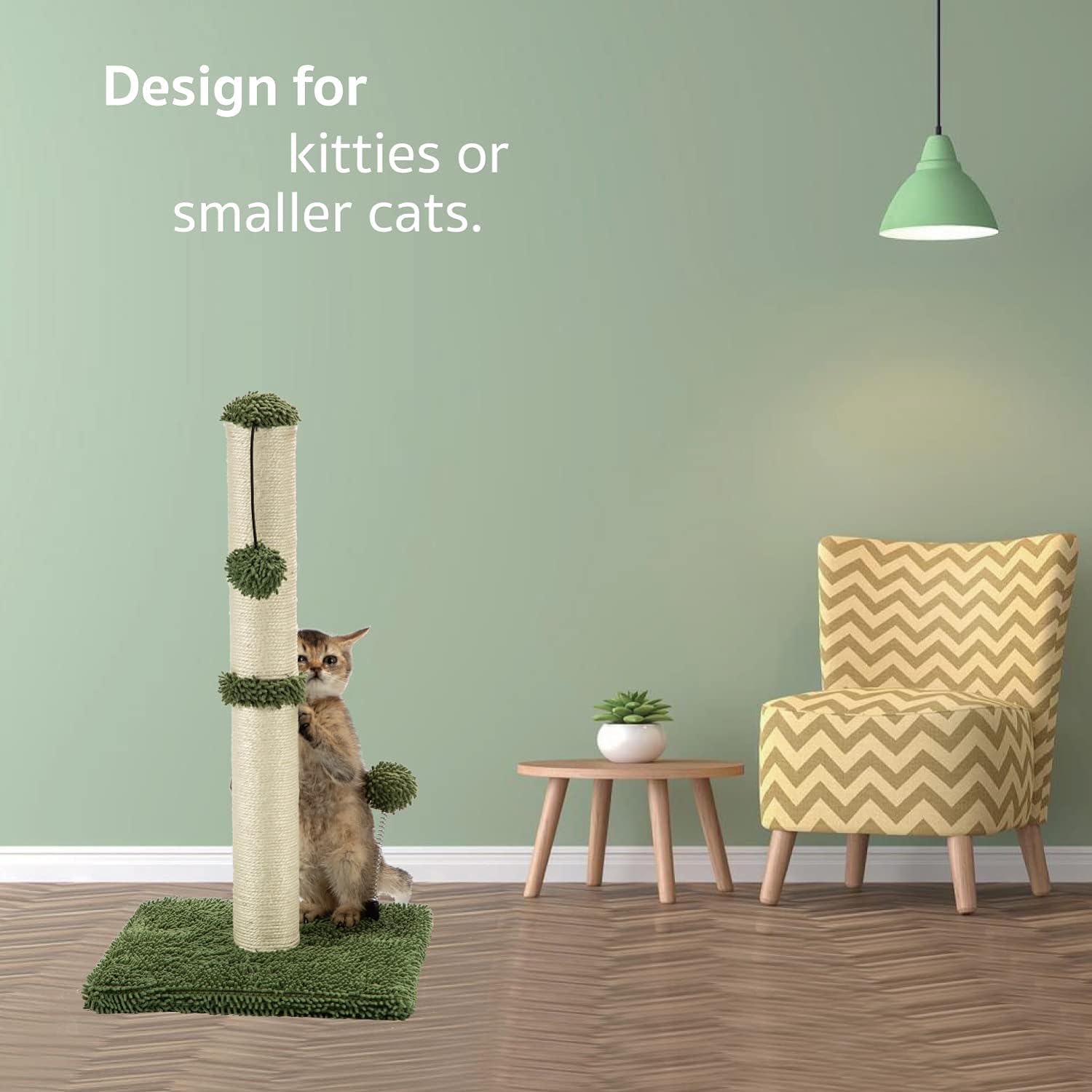 MECOOL 34” Tall Cat Scratching Post Premium Basics Kitten Scratcher Sisal Scratch Posts Trees with Hanging Ball for Indoor Cats (34 inches for Adult Cats, Beige)