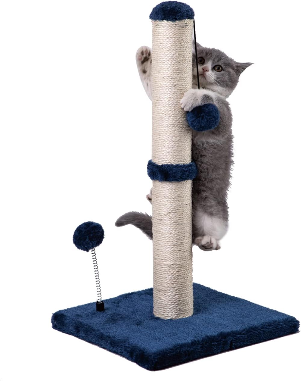 MECOOL Poste rascador para gatos de 34 pulgadas de alto, rascador para gatitos Premium Basics, postes rascadores de sisal, árboles con bola colgante para gatos de interior (34 pulgadas para gatos adultos, beige) 