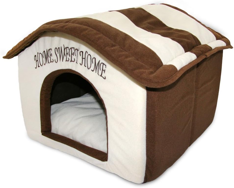 Best Pet Supplies - Cama suave para tienda de campaña para perros y gatos, pana beige, 19 x 19 x alto: 19 pulgadas 