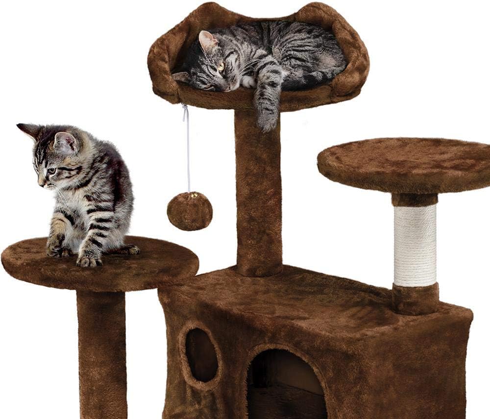 Yaheetech - Torre de árbol para gatos de 54 pulgadas, mueble de condominio, poste rascador para gatitos, casa de mascotas 