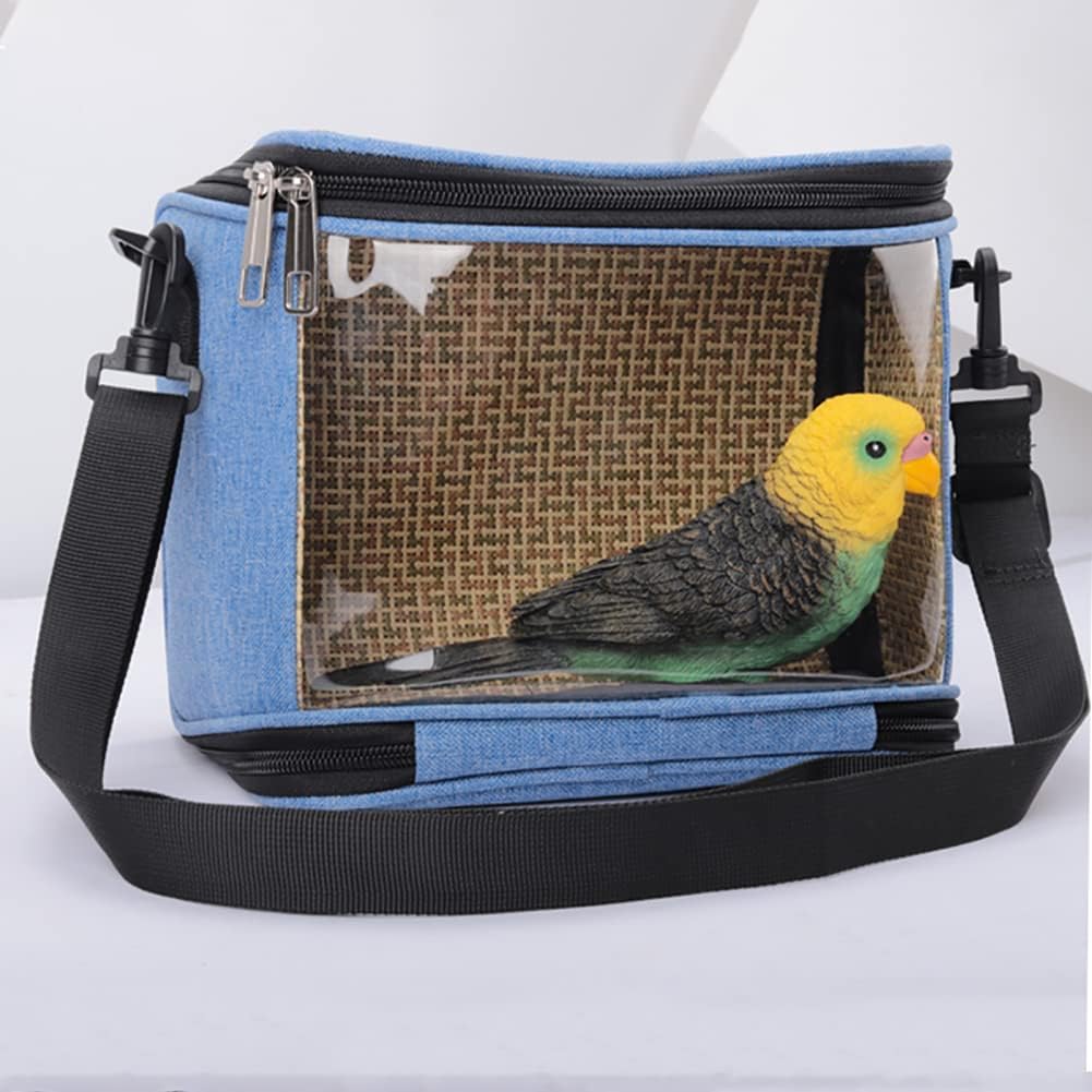 WAYUTO Bird Carrier Travel Cage Parrot Carrying Case Portable Breathable Hamster Carrier Bag Durable Canvas Outgoing Pet Training Bag Small Animals Travel Bag for Parakeet Conures Hedgehog Rats Blue