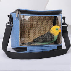 WAYUTO Bird Carrier Travel Cage Parrot Carrying Case Portable Breathable Hamster Carrier Bag Durable Canvas Outgoing Pet Training Bag Small Animals Travel Bag for Parakeet Conures Hedgehog Rats Blue