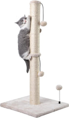 MECOOL 34” Tall Cat Scratching Post Premium Basics Kitten Scratcher Sisal Scratch Posts Trees with Hanging Ball for Indoor Cats (34 inches for Adult Cats, Beige)