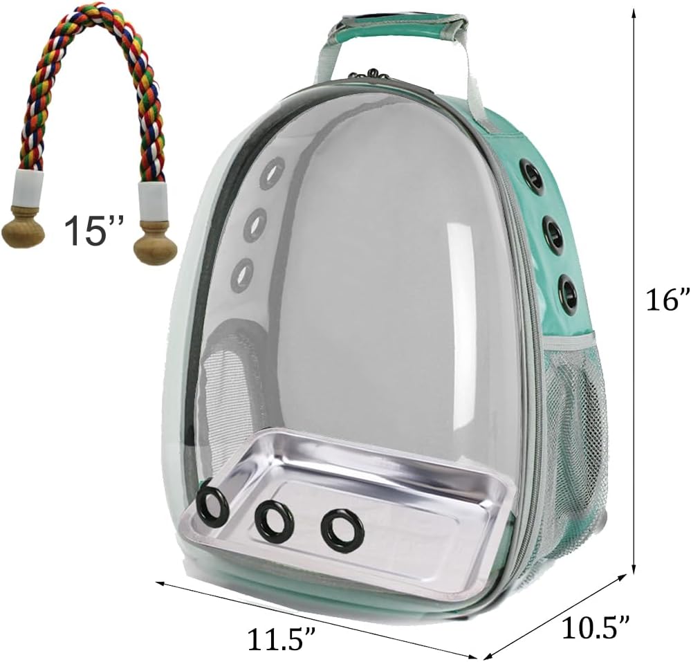 Bird Carrier Cage, Bird Travel Backpack with Stainless Steel Tray and Standing Perch