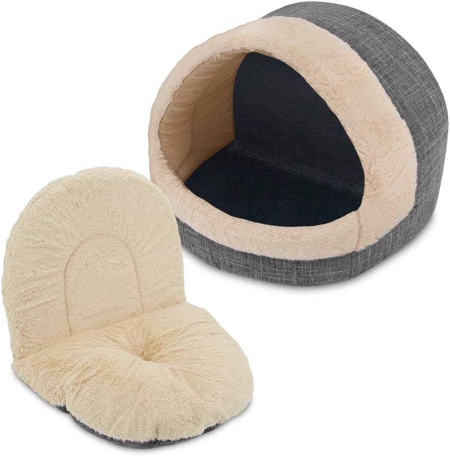 Best Pet Supplies - Cama suave para tienda de campaña para perros y gatos, pana beige, 19 x 19 x alto: 19 pulgadas 