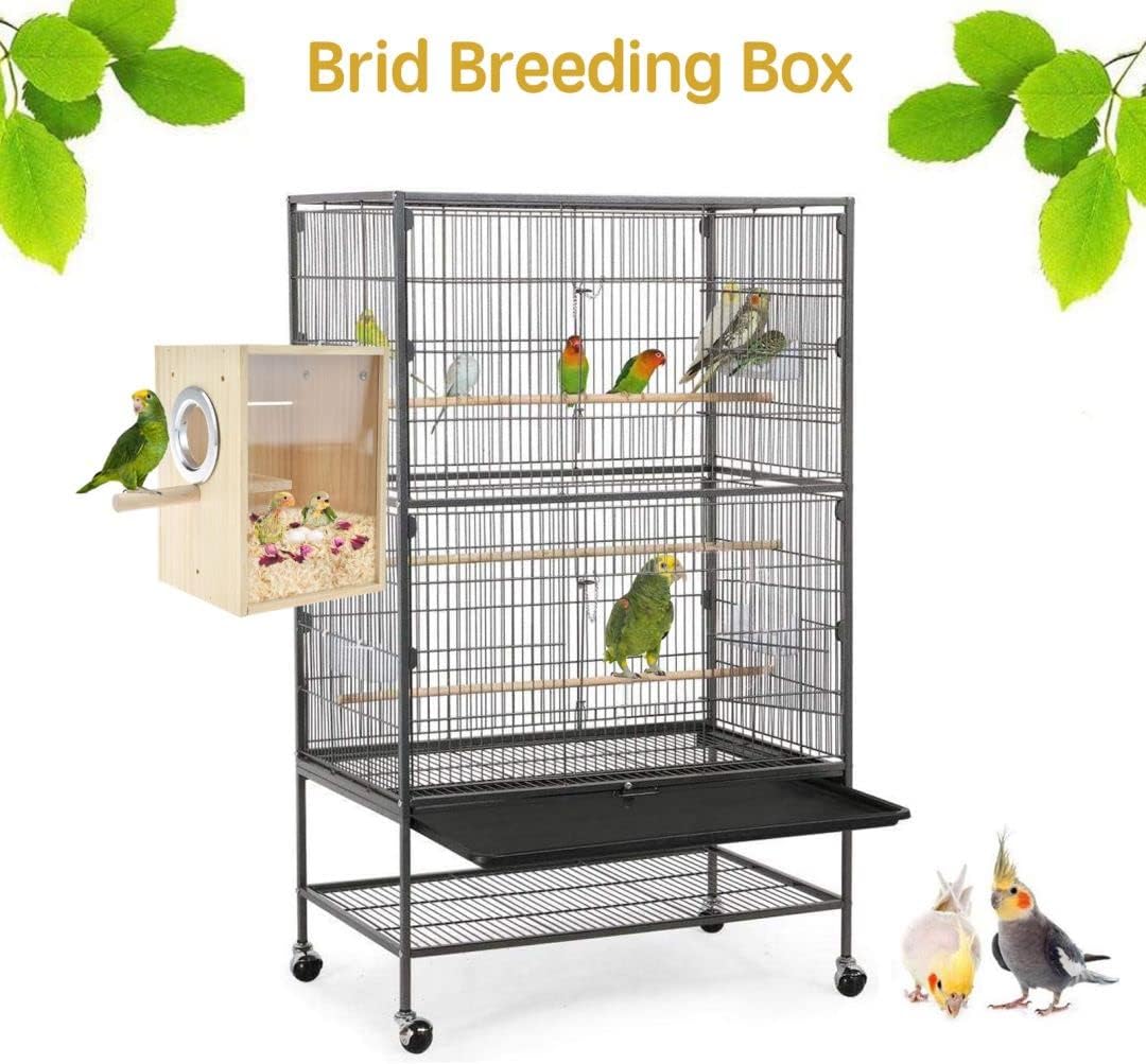 CooShou Bird Nest Box Parakeet Breeding Nest Box Bird Nest House Wooden Acrylic Transparent Breeding Box for Finch Lovebirds Cockatiel Budgie Conure Parrot