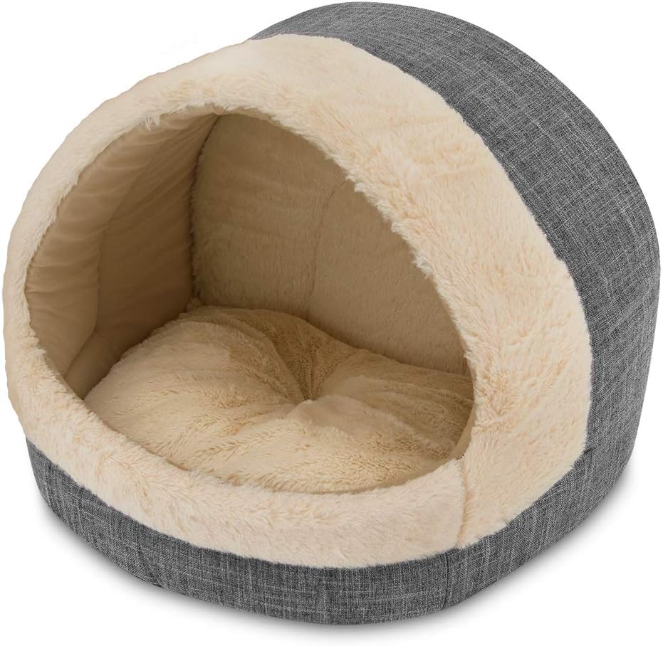 Best Pet Supplies - Cama suave para tienda de campaña para perros y gatos, pana beige, 19 x 19 x alto: 19 pulgadas 