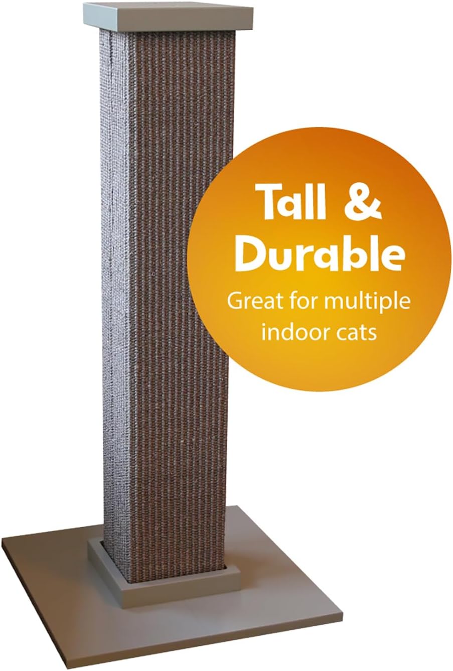 SmartCat Ultimate Scratching Post – Beige, Large 32 Inch Tower - Sisal Fiber, Simple Design - For All Cats