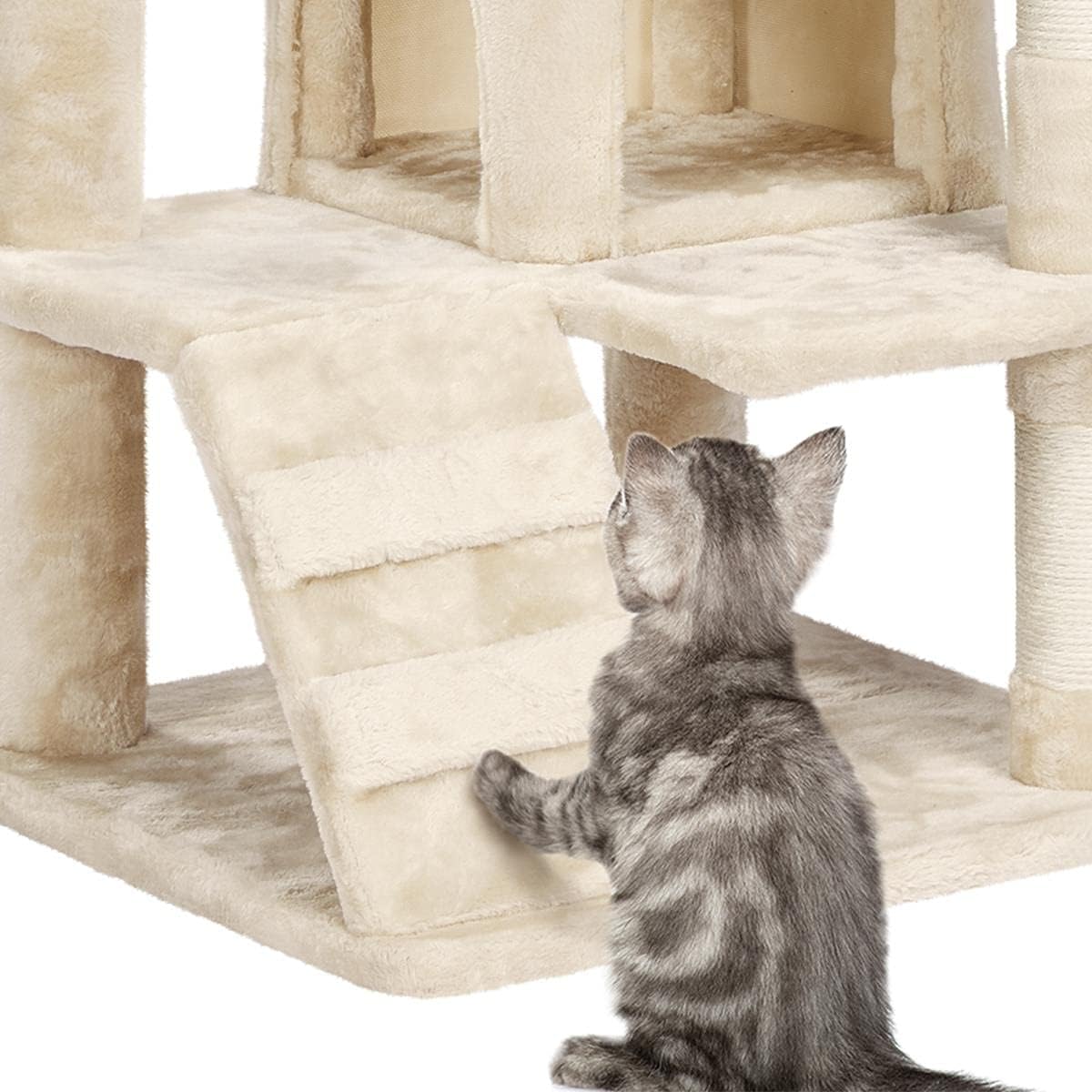 Yaheetech - Torre de árbol para gatos de 54 pulgadas, mueble de condominio, poste rascador para gatitos, casa de mascotas 