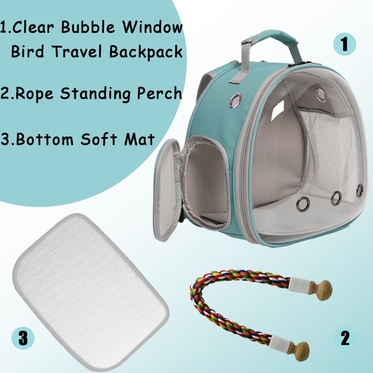 Bird Carrier Cage, Bird Travel Backpack with Stainless Steel Tray and Standing Perch