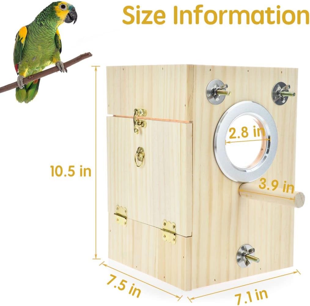 CooShou Bird Nest Box Parakeet Breeding Nest Box Bird Nest House Wooden Acrylic Transparent Breeding Box for Finch Lovebirds Cockatiel Budgie Conure Parrot