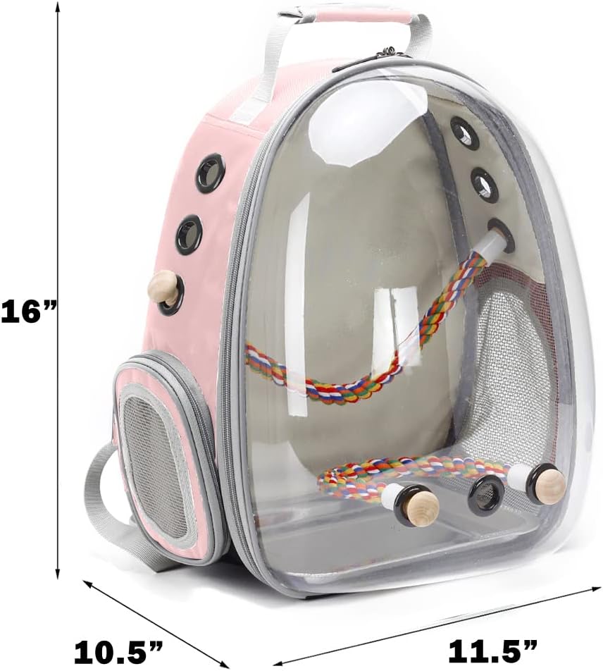 Bird Carrier Cage, Bird Travel Backpack with Stainless Steel Tray and Standing Perch