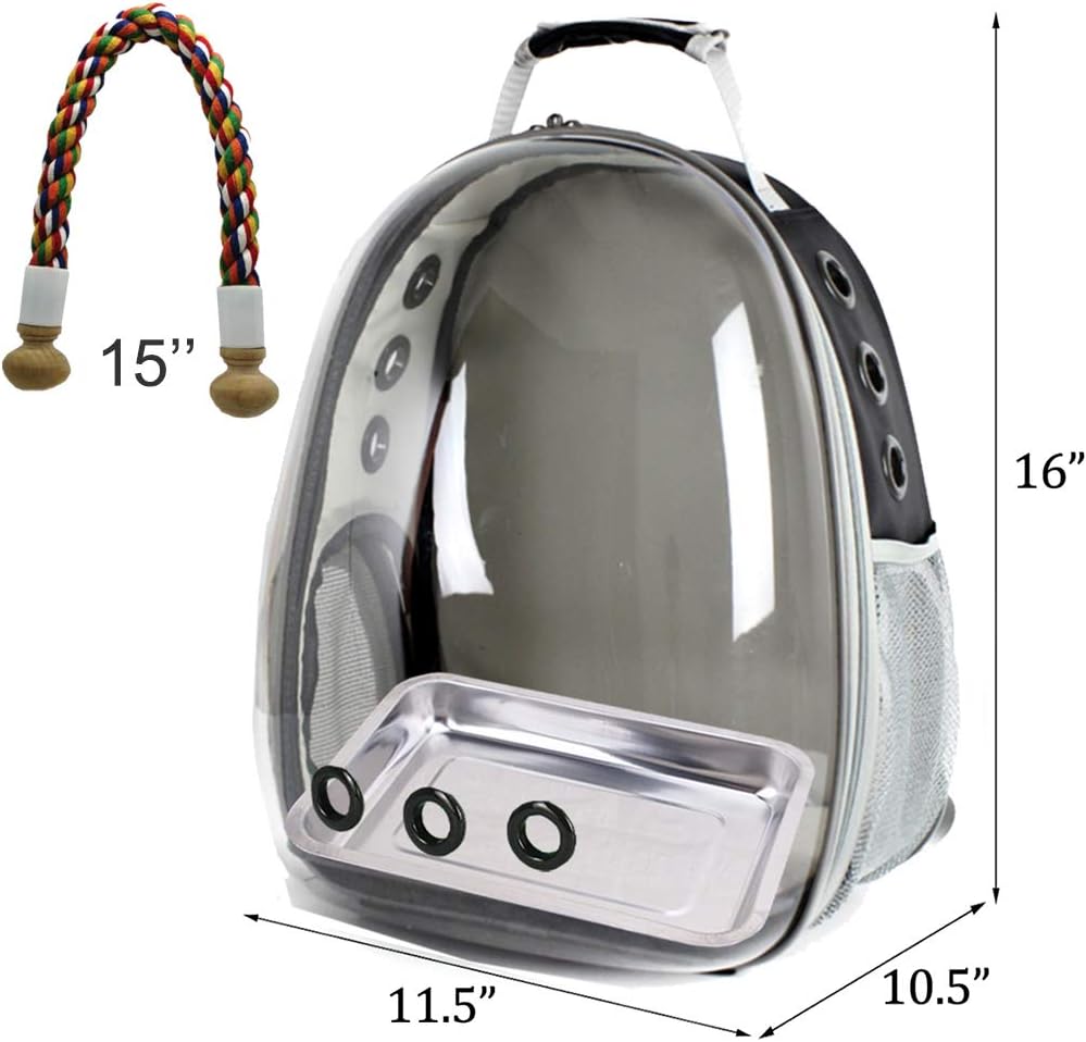 Bird Carrier Cage, Bird Travel Backpack with Stainless Steel Tray and Standing Perch