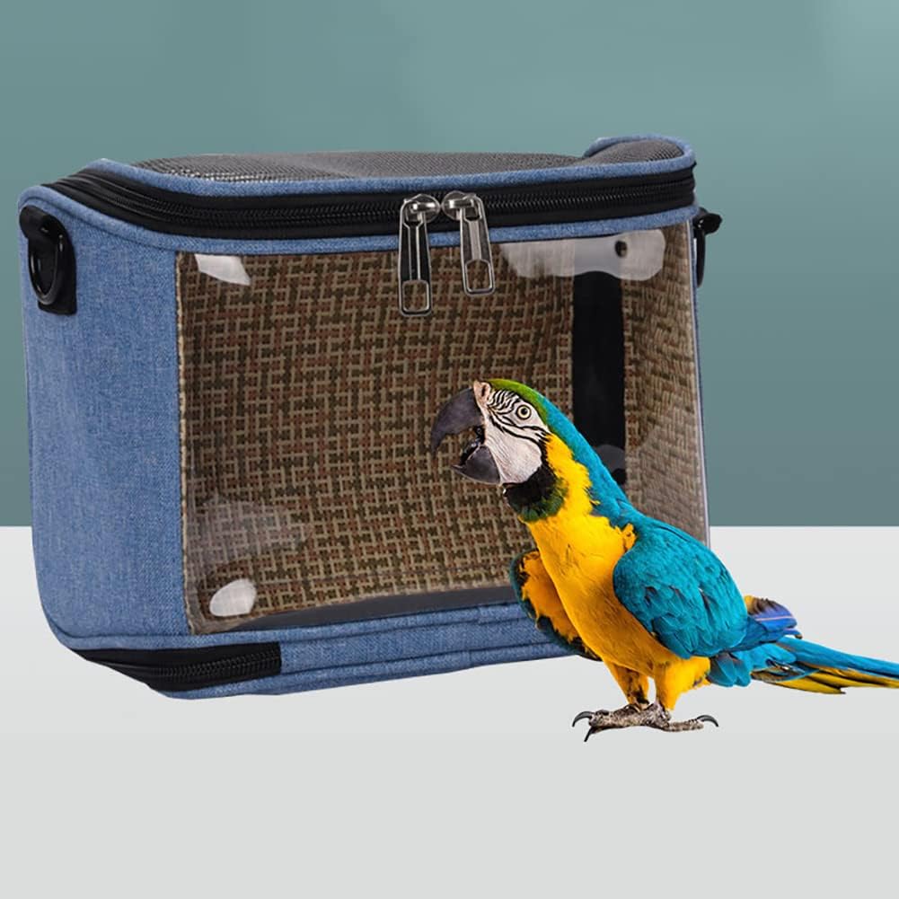 WAYUTO Bird Carrier Travel Cage Parrot Carrying Case Portable Breathable Hamster Carrier Bag Durable Canvas Outgoing Pet Training Bag Small Animals Travel Bag for Parakeet Conures Hedgehog Rats Blue