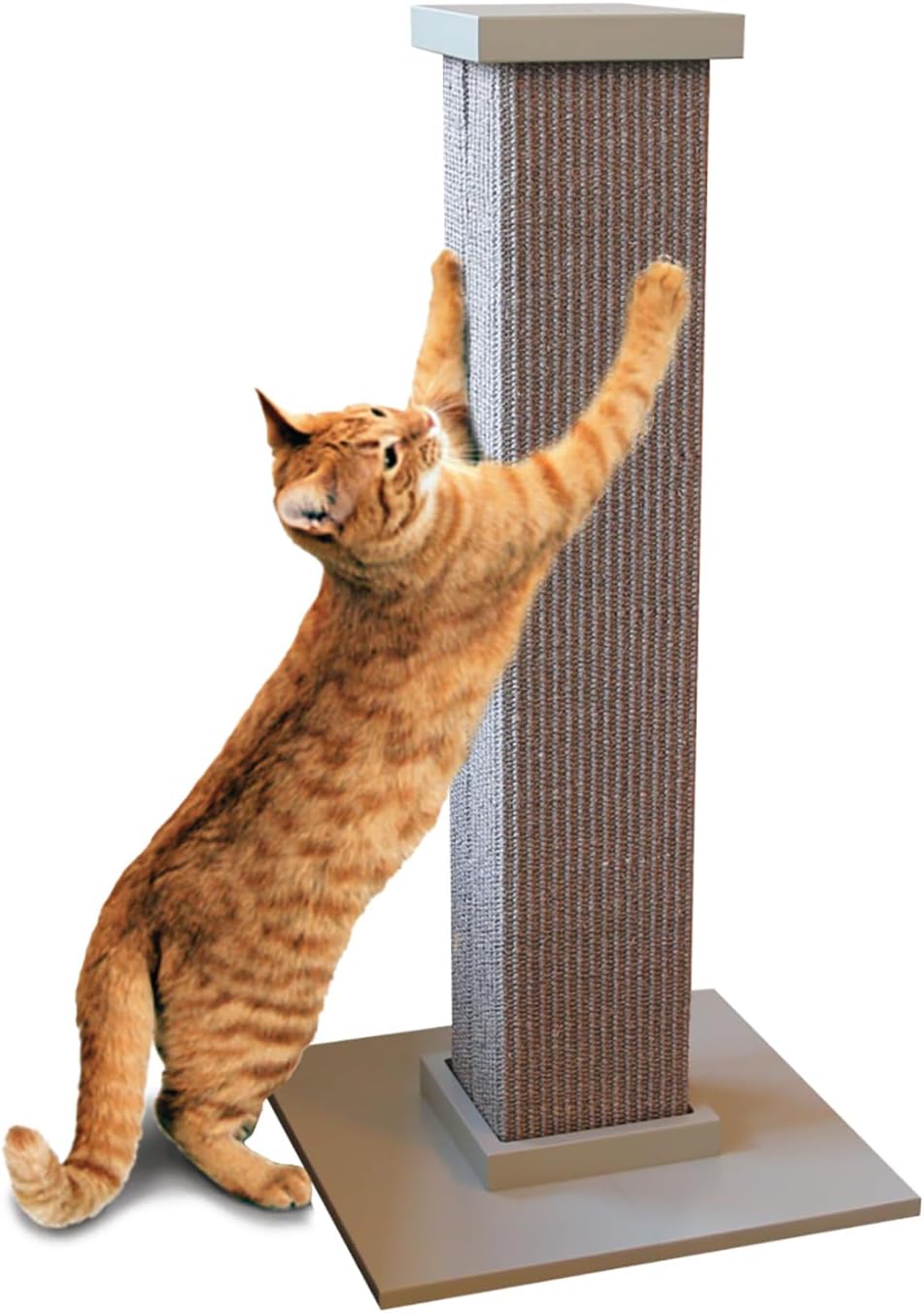 SmartCat Ultimate Scratching Post – Beige, Large 32 Inch Tower - Sisal Fiber, Simple Design - For All Cats