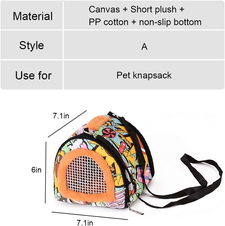 La La Pet® 2 en 1 Bolsa transportadora portátil para hámster para animales pequeños y casa hamaca con nido de pájaro cálido con cremallera con correa desmontable y ventana de malla transpirable para mascotas al aire libre para loro, cobaya, ardilla (B) 