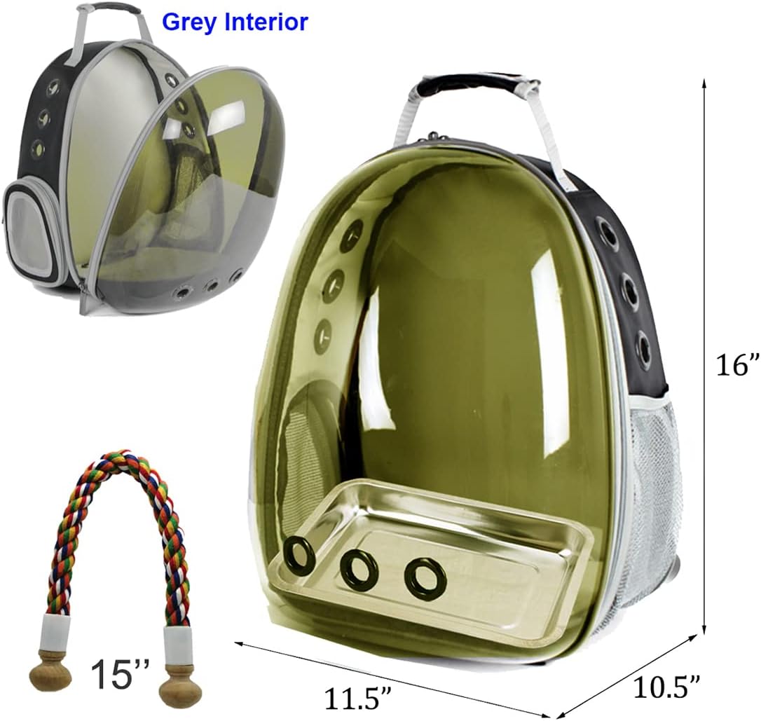 Bird Carrier Cage, Bird Travel Backpack with Stainless Steel Tray and Standing Perch