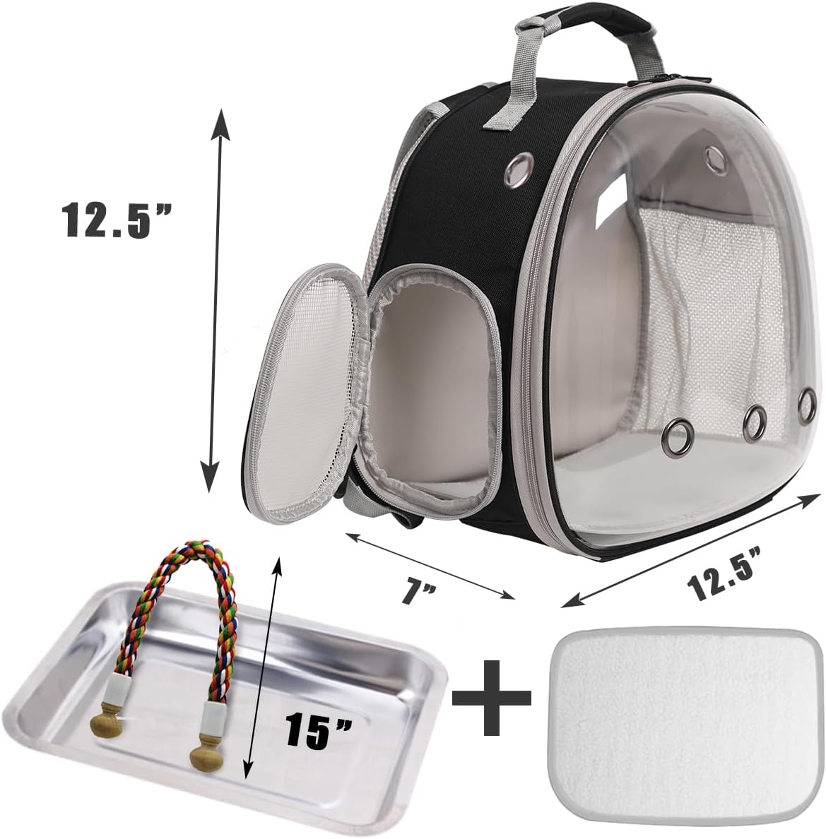 Bird Carrier Cage, Bird Travel Backpack with Stainless Steel Tray and Standing Perch