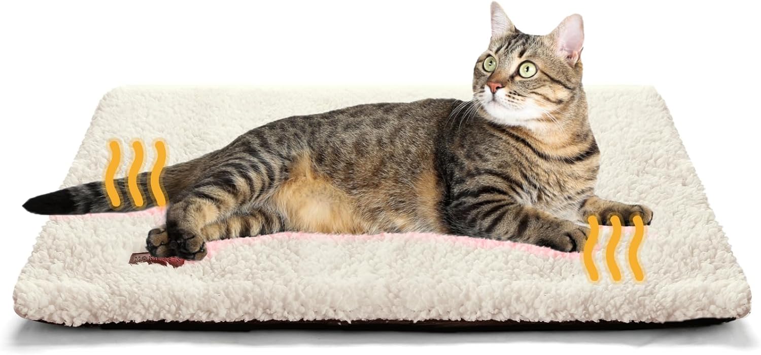 Self Warming Cat Bed Self Heating Cat Dog Mat 24 x 18 inch Extra Warm Thermal Pet Pad for Indoor Outdoor Pets with Removable Cover Non-Slip Bottom Washable