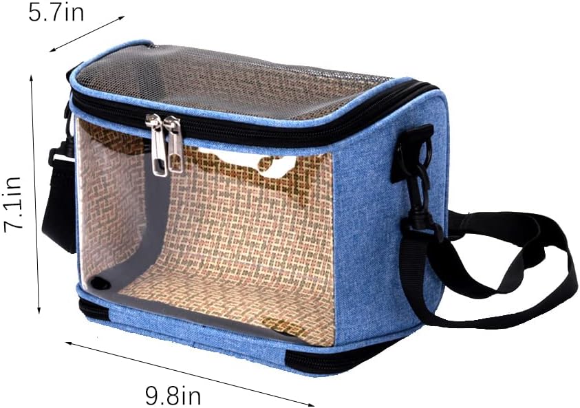 WAYUTO Bird Carrier Travel Cage Parrot Carrying Case Portable Breathable Hamster Carrier Bag Durable Canvas Outgoing Pet Training Bag Small Animals Travel Bag for Parakeet Conures Hedgehog Rats Blue