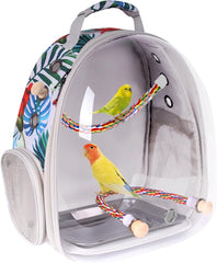 Bird Carrier Cage, Bird Travel Backpack with Stainless Steel Tray and Standing Perch