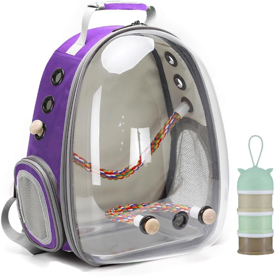 Bird Carrier Cage, Bird Travel Backpack with Stainless Steel Tray and Standing Perch