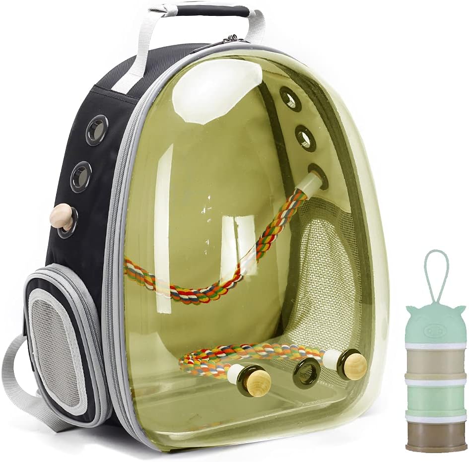 Bird Carrier Cage, Bird Travel Backpack with Stainless Steel Tray and Standing Perch