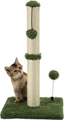 MECOOL 34” Tall Cat Scratching Post Premium Basics Kitten Scratcher Sisal Scratch Posts Trees with Hanging Ball for Indoor Cats (34 inches for Adult Cats, Beige)