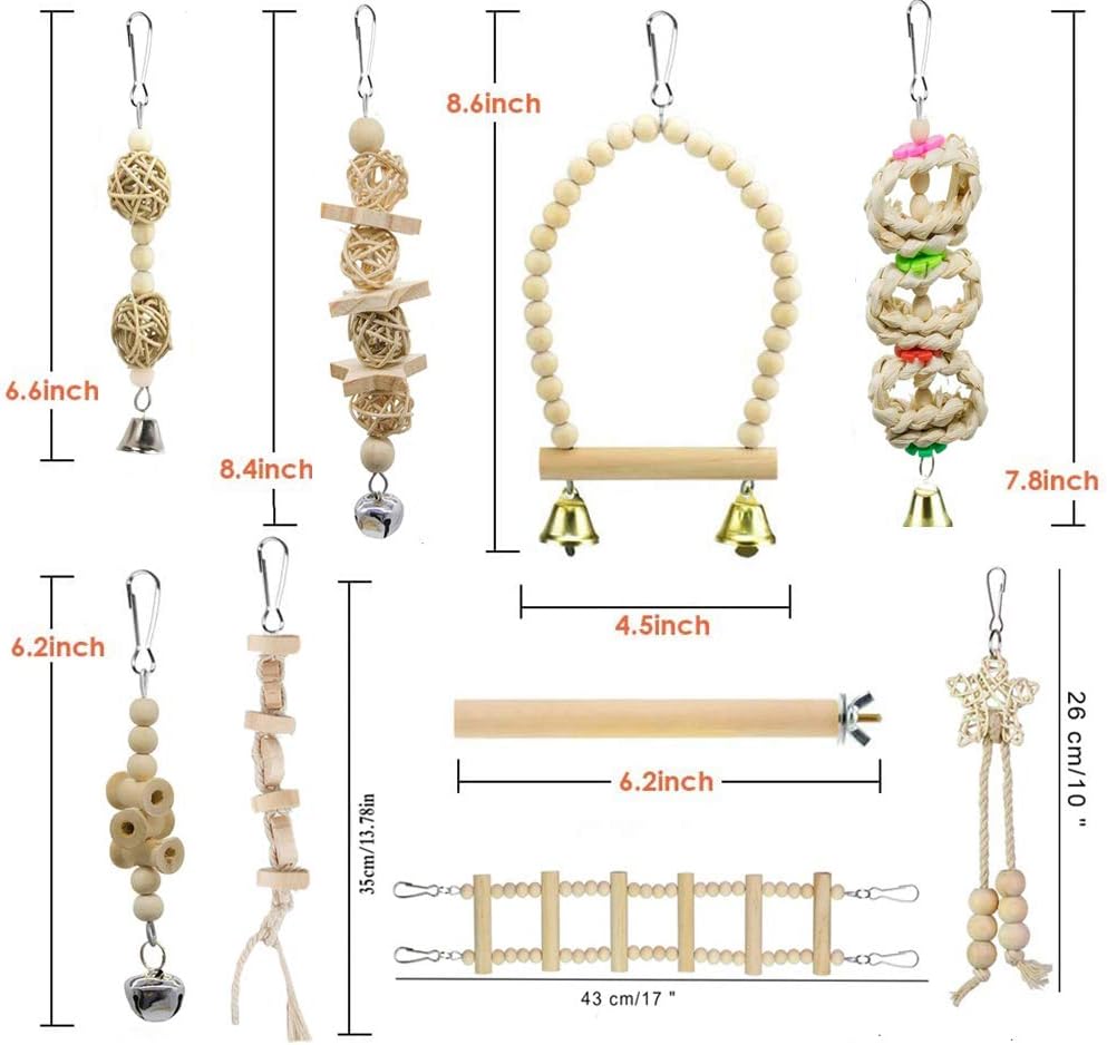 Schaukelspielzeug für Vögel, Papageien, zum Kauen, Stehen, Hängen, Hängematte, Kletterleiter, Vogelkäfig-Spielzeug für Wellensittiche, Sittiche, Sittiche, Nymphensittiche, Mynah, Liebesvögel, Finken und andere kleine bis mittelgroße Vögel 