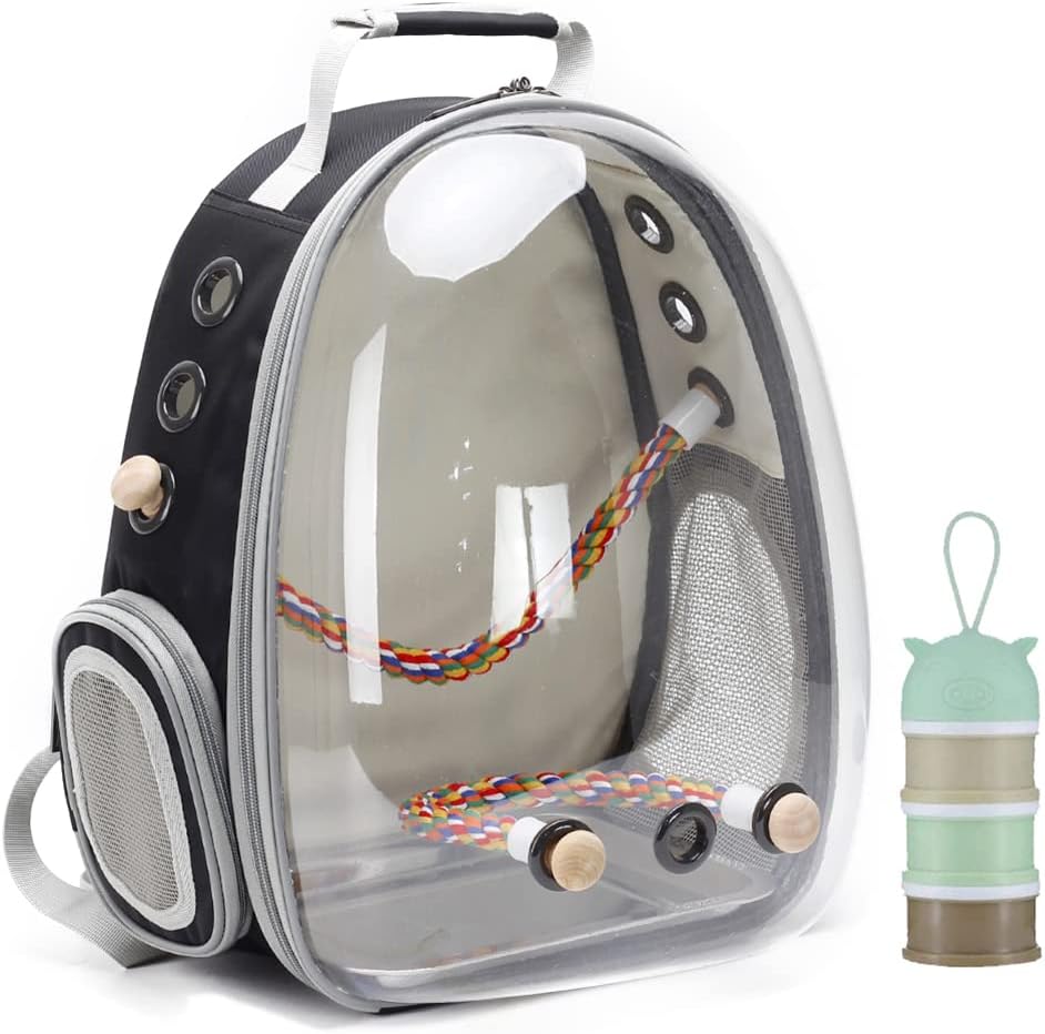 Bird Carrier Cage, Bird Travel Backpack with Stainless Steel Tray and Standing Perch