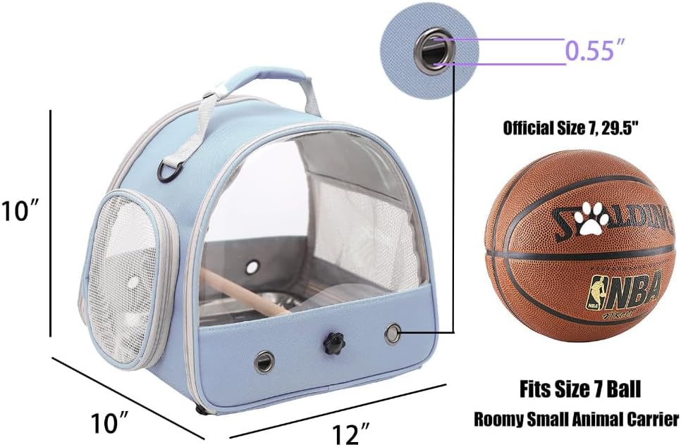 Portador de jaula de viaje para pájaros pequeños, portador portátil para periquitos y loros con percha de pie y bandeja de acero inoxidable, ventana de acceso lateral plegable 