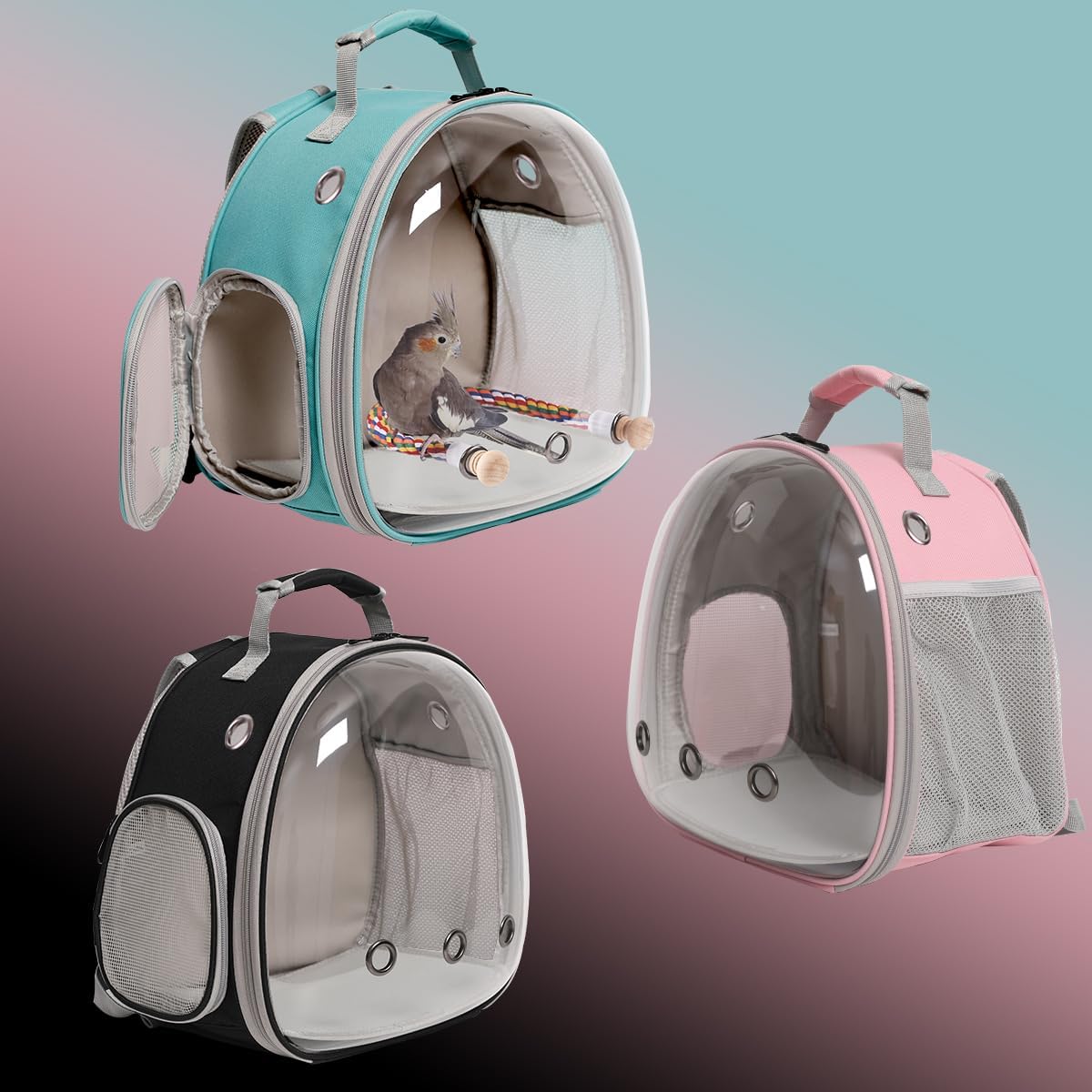 Bird Carrier Cage, Bird Travel Backpack with Stainless Steel Tray and Standing Perch