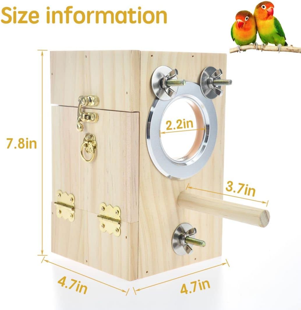 CooShou Bird Nest Box Parakeet Breeding Nest Box Bird Nest House Wooden Acrylic Transparent Breeding Box for Finch Lovebirds Cockatiel Budgie Conure Parrot