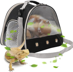 Ventilation Carrier for Bearded Dragon,Guinea Pig Carrier,Guinea Pig Carrier for 2,Reptile Travel Carrier for Lizards Sugar Glider Hedgehog Rat Parrot Birds,Airline Approved Black