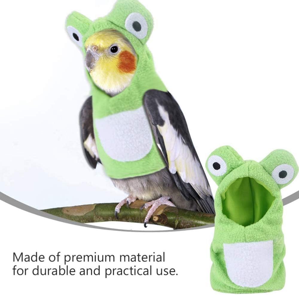 Disfraz de pájaro Pañal de pájaro Traje de vuelo Sudadera con capucha en forma de rana Ropa de pájaro Cosplay Foto Prop para loros Grises africanos Periquito Cacatúa Sol Conure, Sudadera con capucha para pájaros Ropa para animales pequeños (S) 