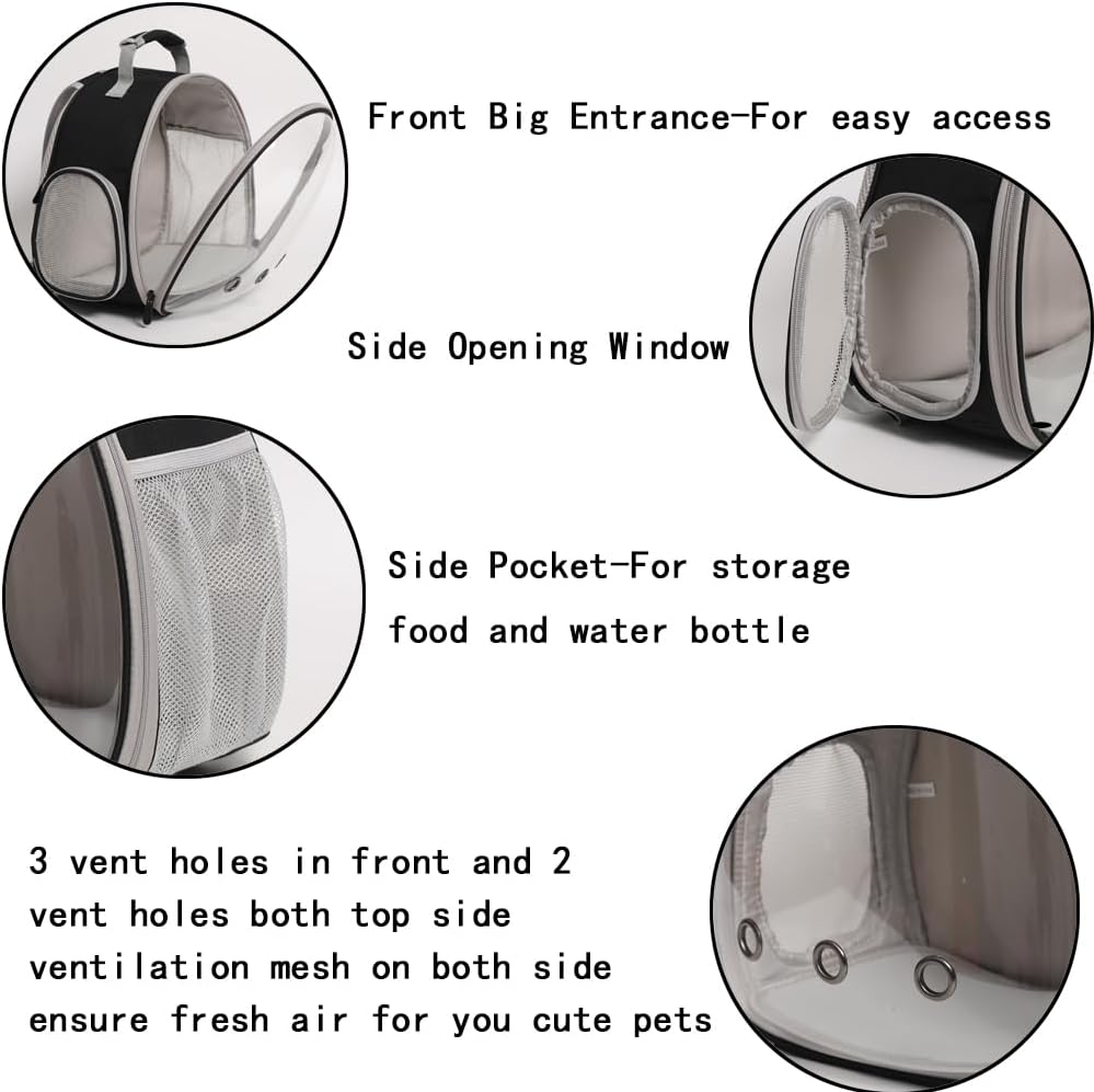 Ventilation Carrier for Bearded Dragon,Guinea Pig Carrier,Guinea Pig Carrier for 2,Reptile Travel Carrier for Lizards Sugar Glider Hedgehog Rat Parrot Birds,Airline Approved Black