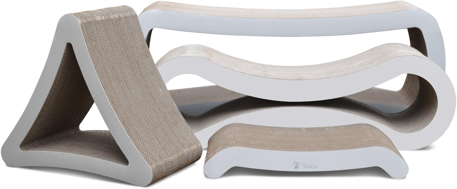 PetFusion Ultimate Cat Scratcher Lounge, Reversible Infinity Scratcher in Multiple Colors. Made from Recycled Corrugated Cardboard, Durable & Long Lasting. 1 Yr Warranty