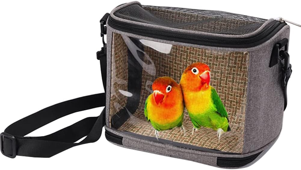 WAYUTO Bird Carrier Travel Cage Parrot Carrying Case Portable Breathable Hamster Carrier Bag Durable Canvas Outgoing Pet Training Bag Small Animals Travel Bag for Parakeet Conures Hedgehog Rats Blue