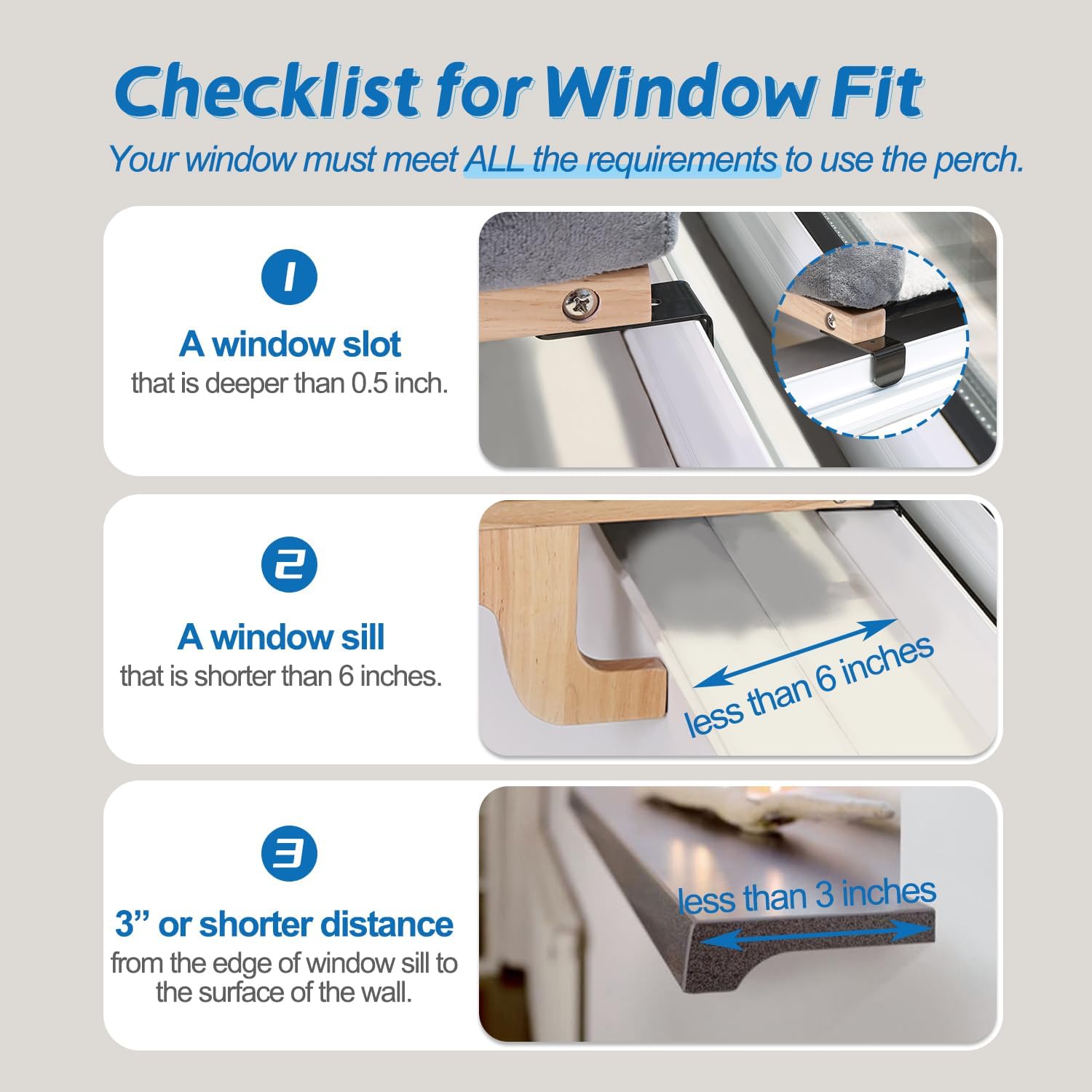 Zakkart Katzensitzbank für Fensterbank mit Nackenrolle – Orthopädisches Hängematten-Design mit hochwertigem Hartholz und robustem Metallrahmen – Katzenfenstersitz für große Katzen und Kätzchen – naturfarbenes Holz mit grauem Bett 