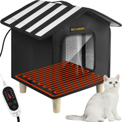 Rest-Eazzzy Katzenhaus, Katzenbett im Freien, wetterfester Katzenunterschlupf für Katzen, Hunde und Kleintiere im Freien (Heat Grey S) 