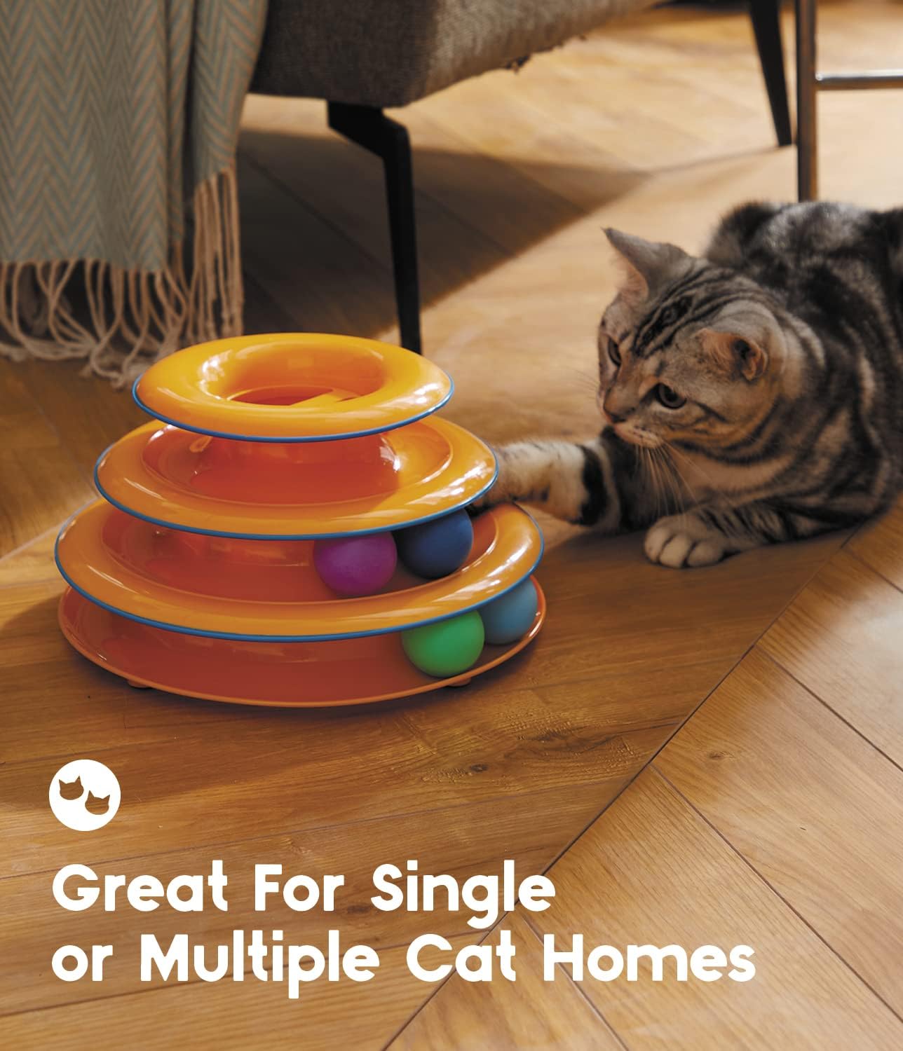 Catstages Chase Meowtain Juguete interactivo con pista para gatos de 4 niveles 