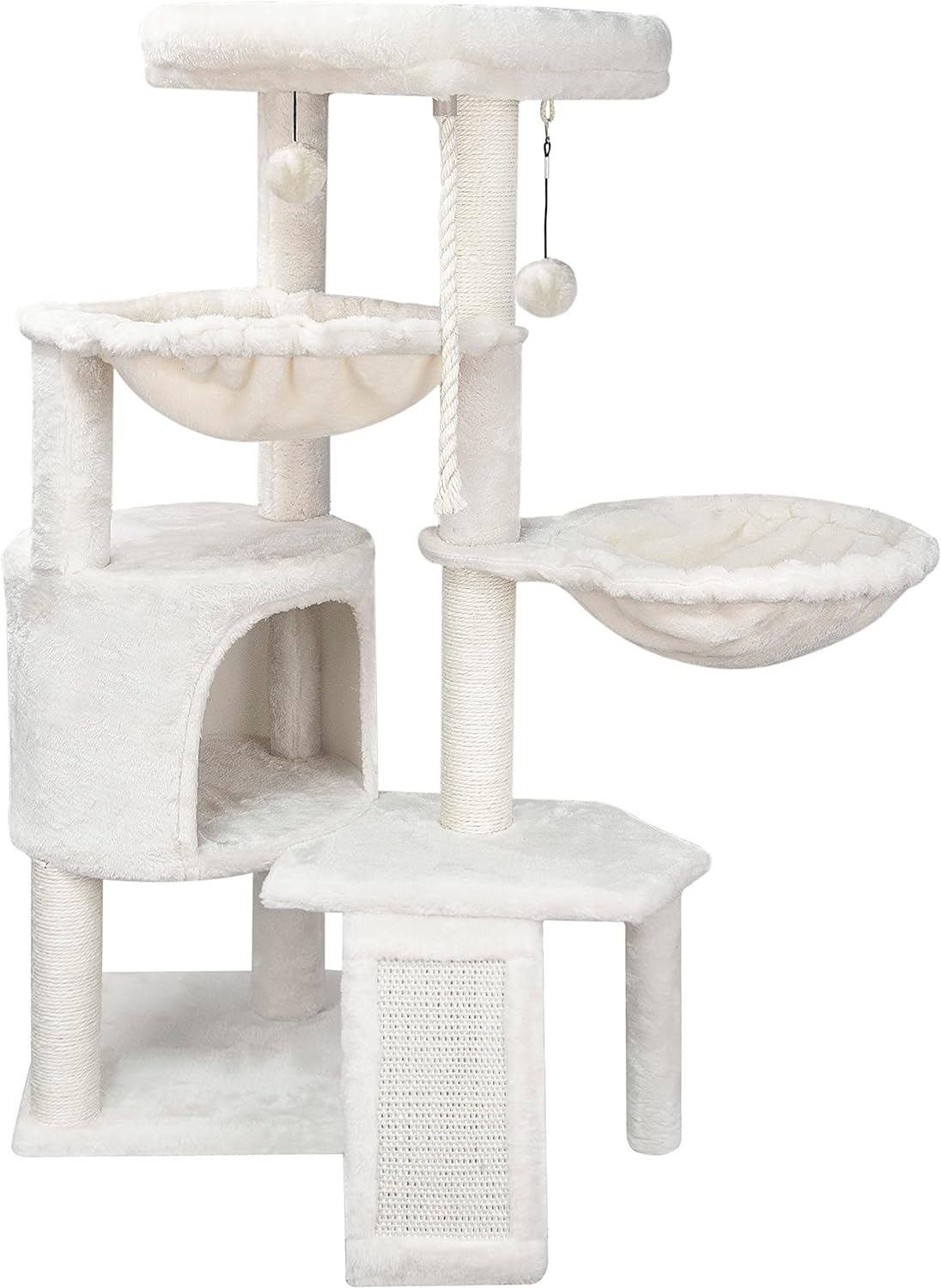 Xin Three Layer Cat Tree with Cat Condo and Two Hammocks,Grey