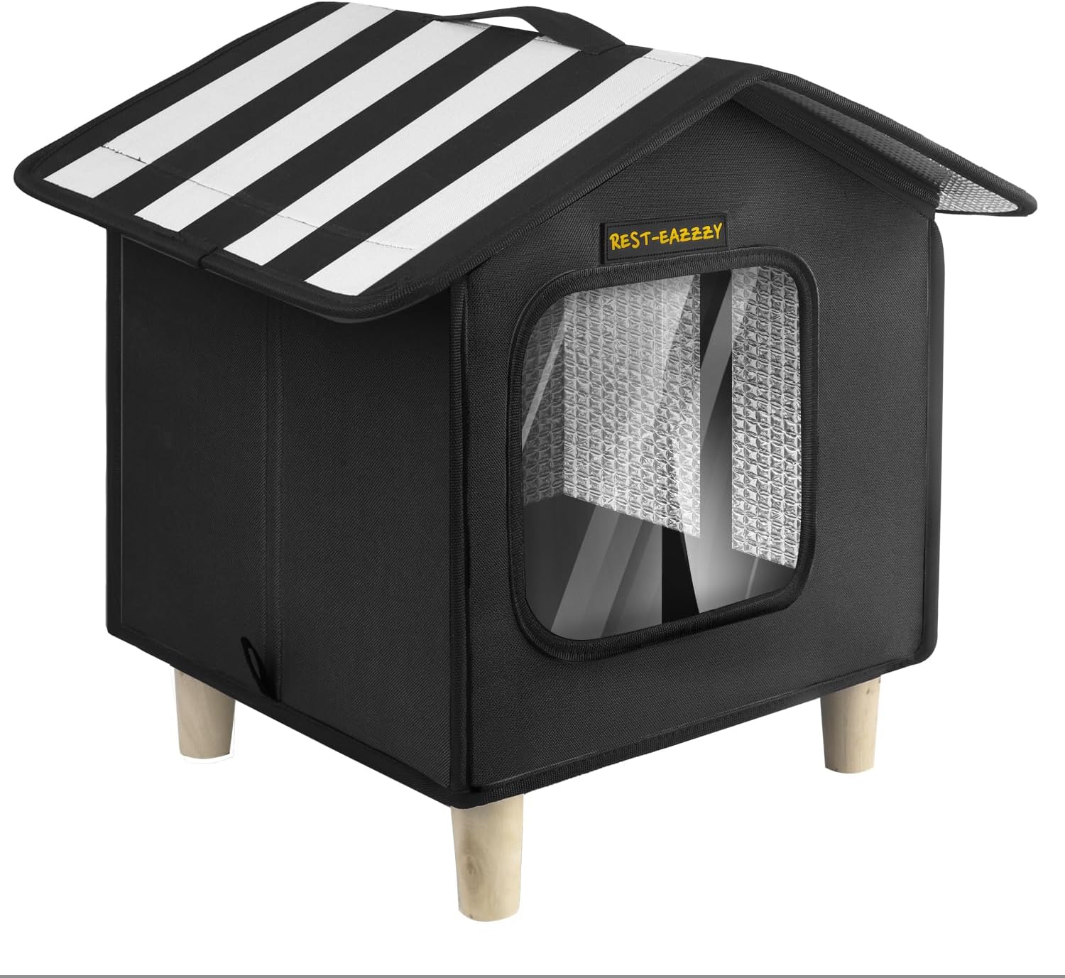 Rest-Eazzzy Casa para gatos, cama para gatos al aire libre, refugio para gatos resistente a la intemperie para gatos al aire libre, perros y animales pequeños (gris calor S) 