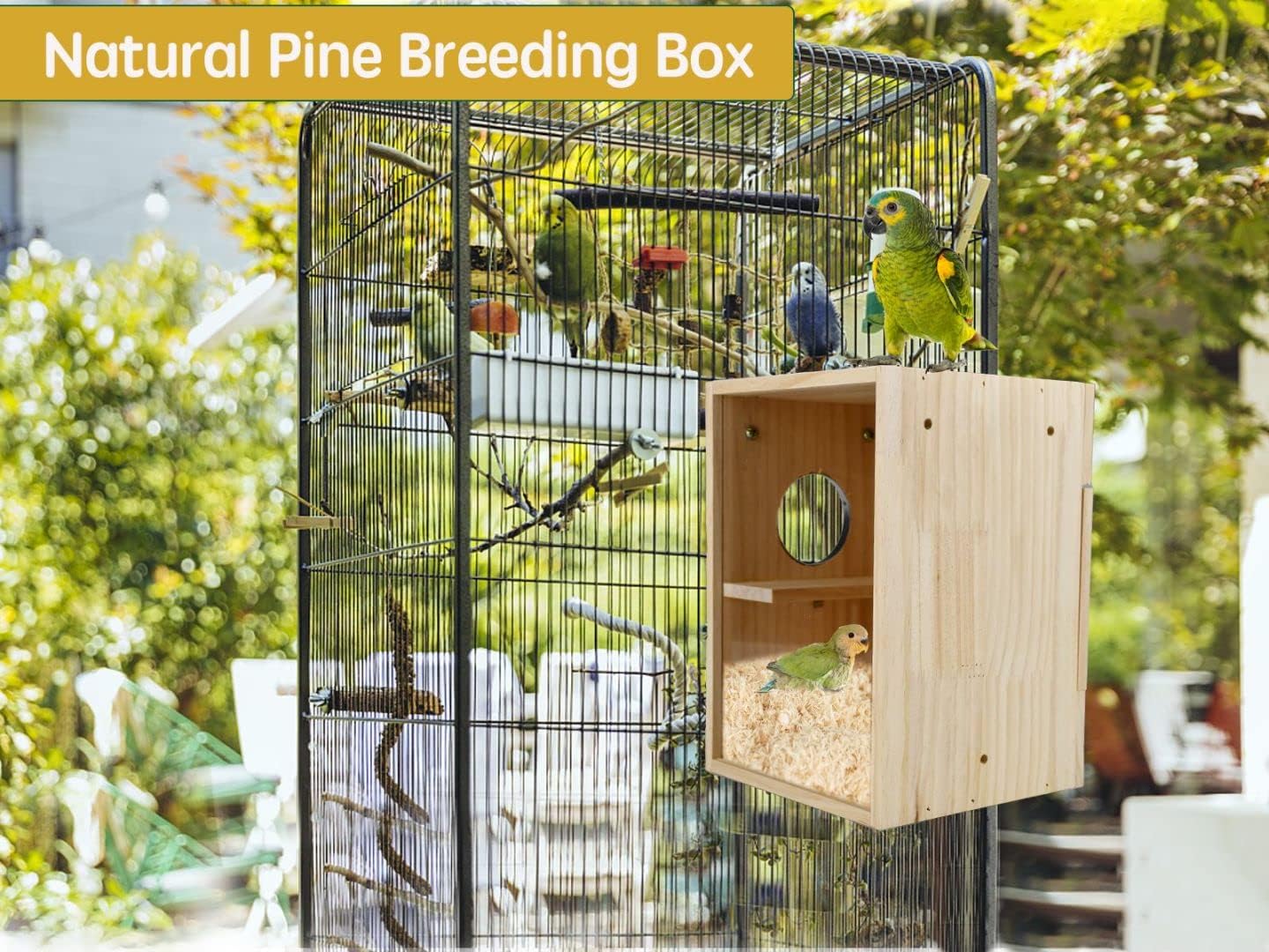 CooShou Bird Nest Box Parakeet Breeding Nest Box Bird Nest House Wooden Acrylic Transparent Breeding Box for Finch Lovebirds Cockatiel Budgie Conure Parrot